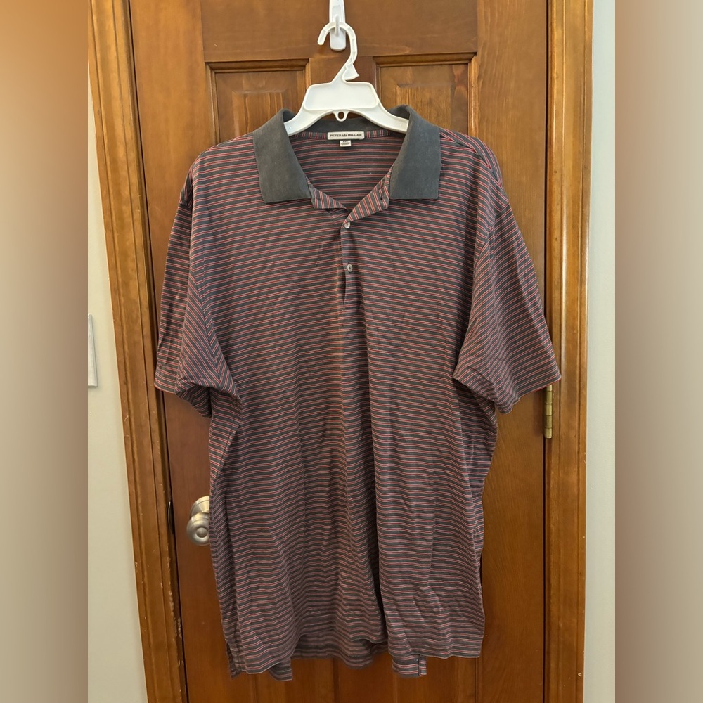 Peter Millar XXL gray and red striped polo shirt